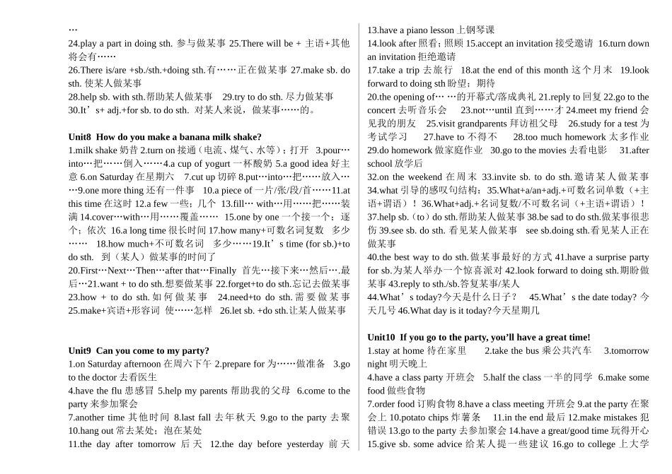 2013-2014GO_FOR_IT!八年级英语上册重点短语_第3页