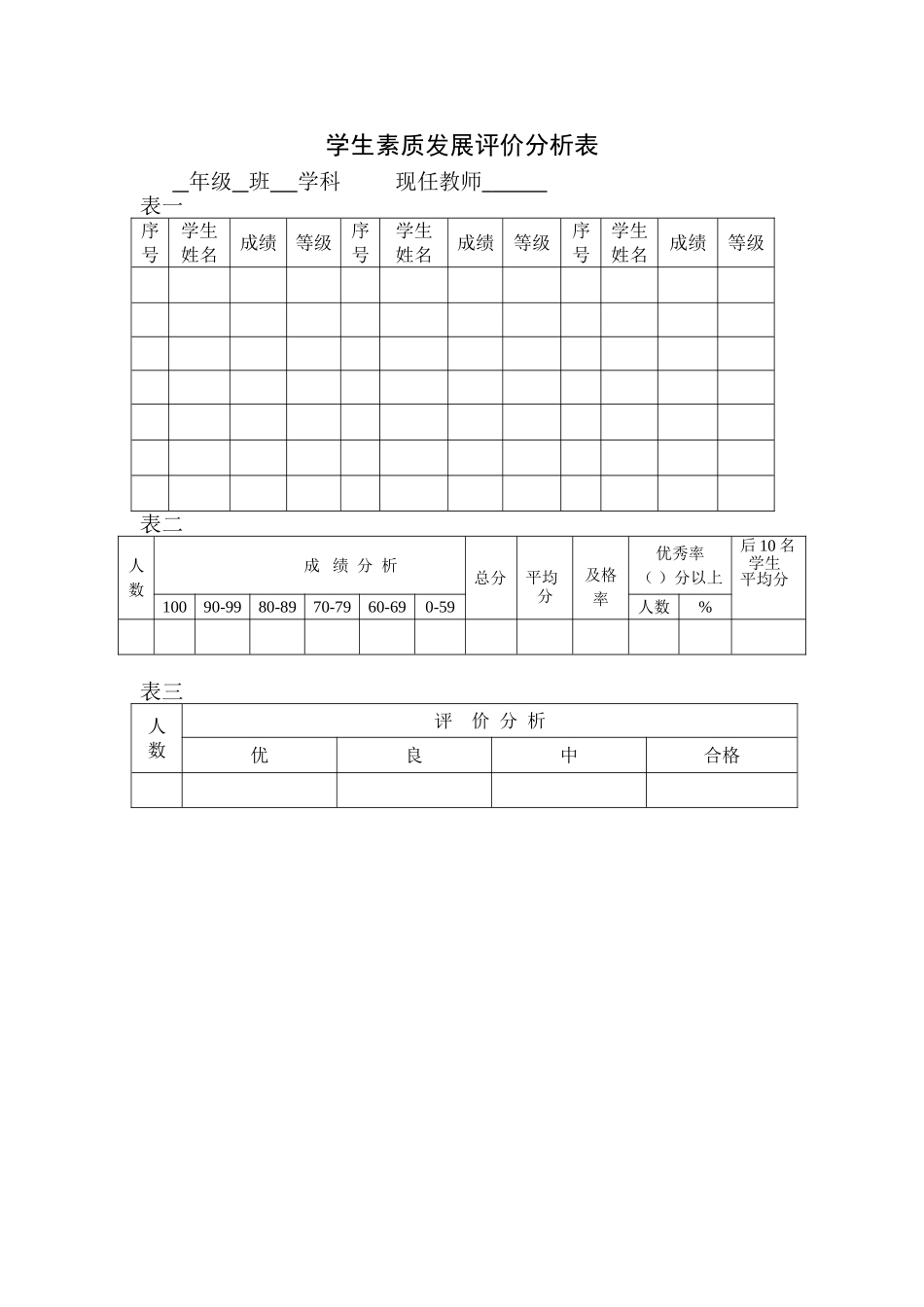 学生成绩统计分析表_第1页