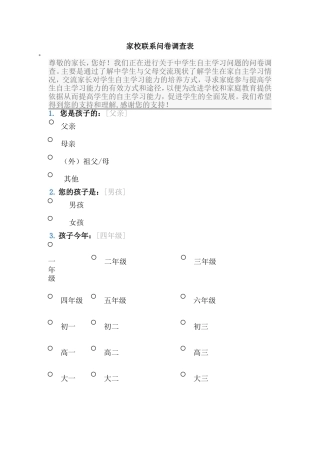 家校联系问卷调查表 (15)