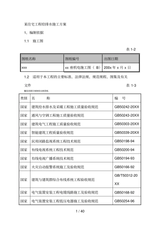 某住宅工程给排水施工方案001