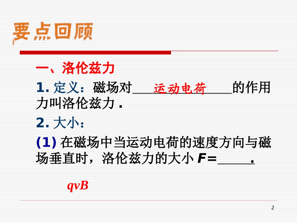 高三物理课件：第八章3磁磁场对运动电荷的作用_第2页