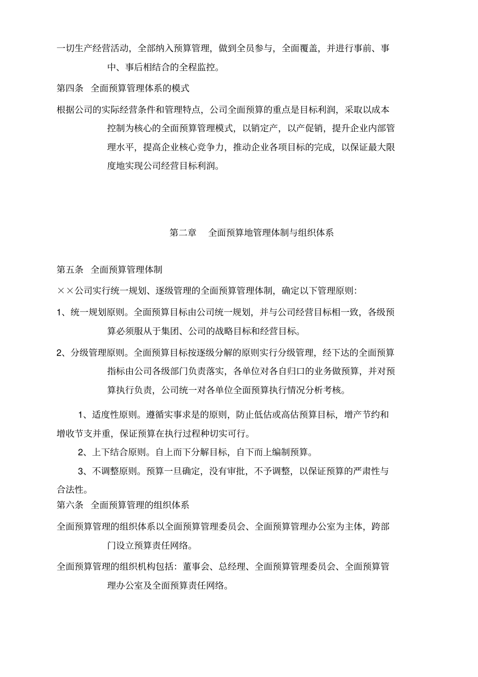 某公司全面预算管理制度_第2页