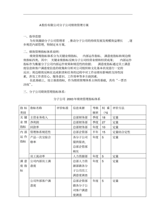 某公司分子公司绩效管理方案16