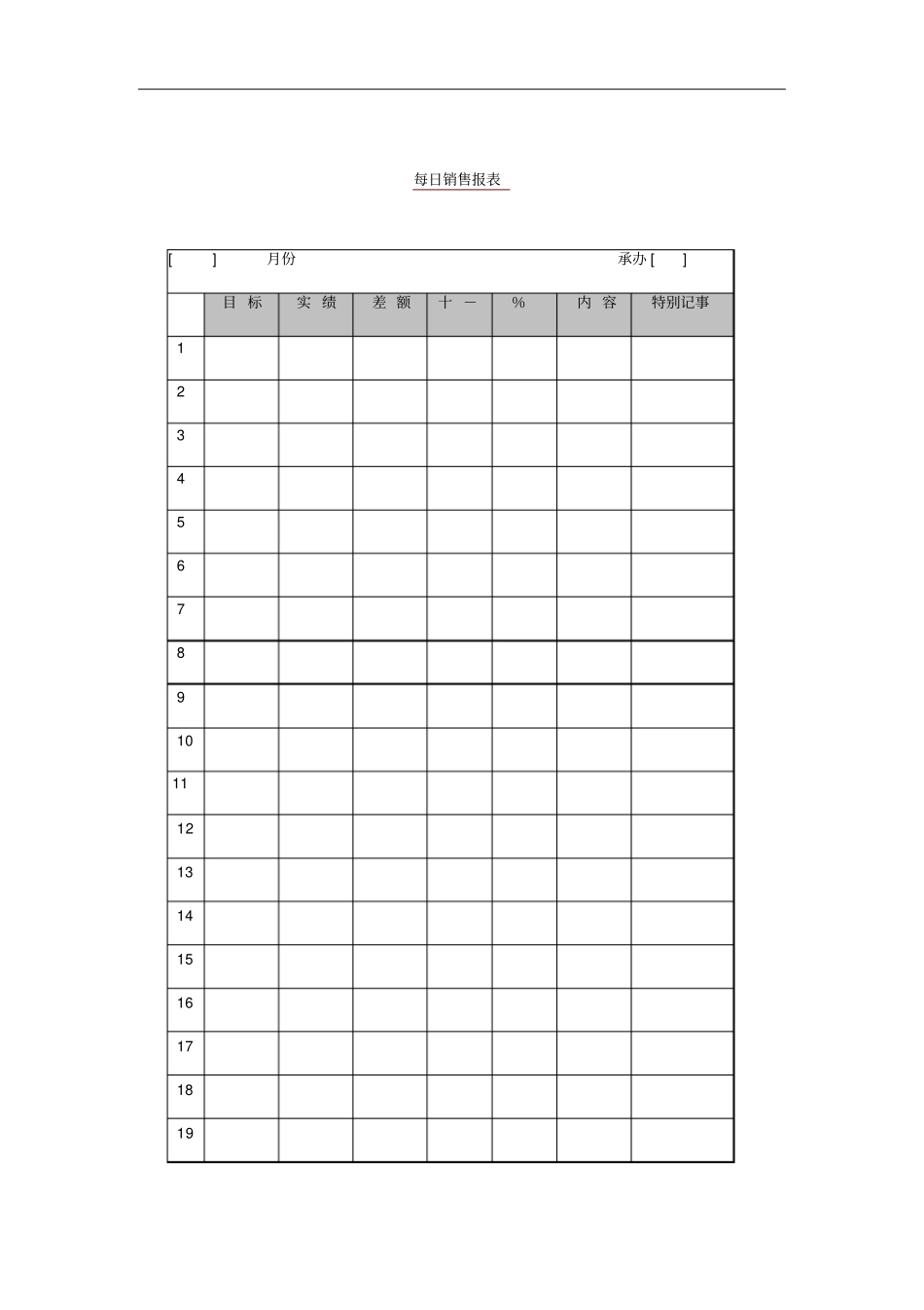 某公司每日销售情况记录报表_第1页