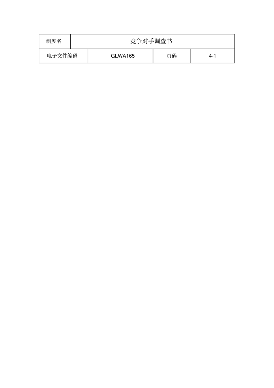 某公司竞争对手分析调查表_第1页
