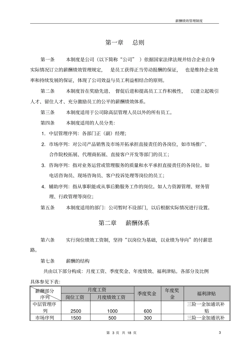 某培训学校薪酬绩效管理制度_第3页