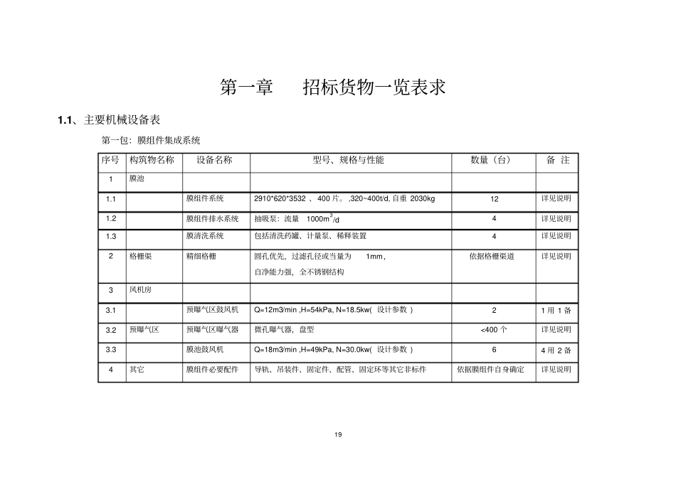 某城污水处理厂设备招标投标文件MBR工艺_第3页