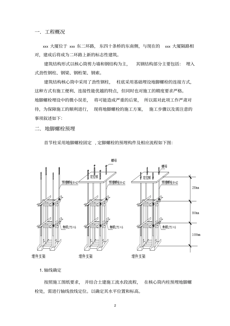 某大厦地脚螺栓施工方案_第2页