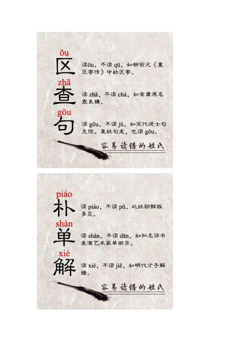 姓氏读音（总有几个你读错了）_第1页