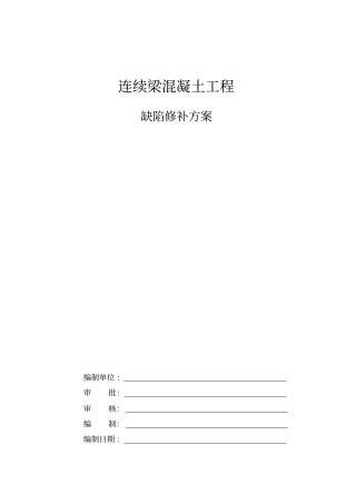 某客运专线连续梁混凝土缺陷修补方案