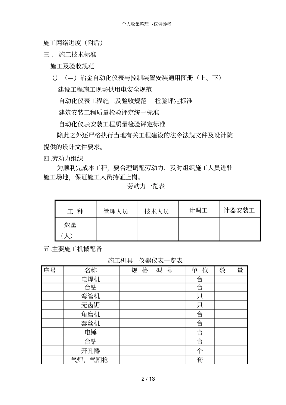 某工程循环水泵房仪表施工组织设计方案_第2页