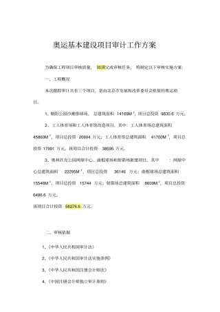某工程建设项目审计工作方案