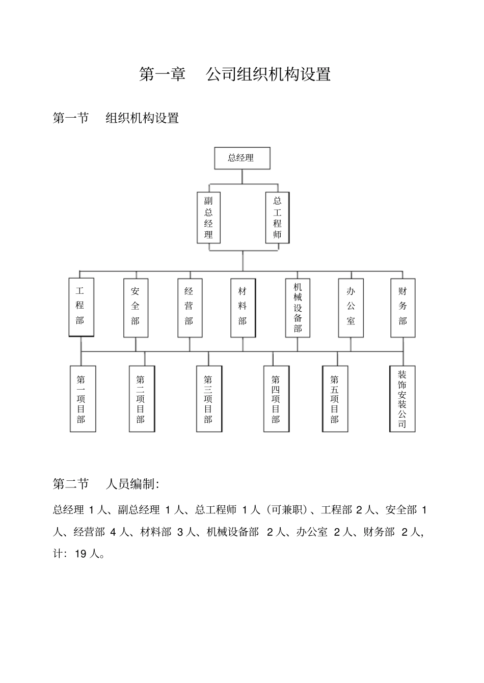 某建筑工程公司组织机构设置与管理制度汇编_第1页