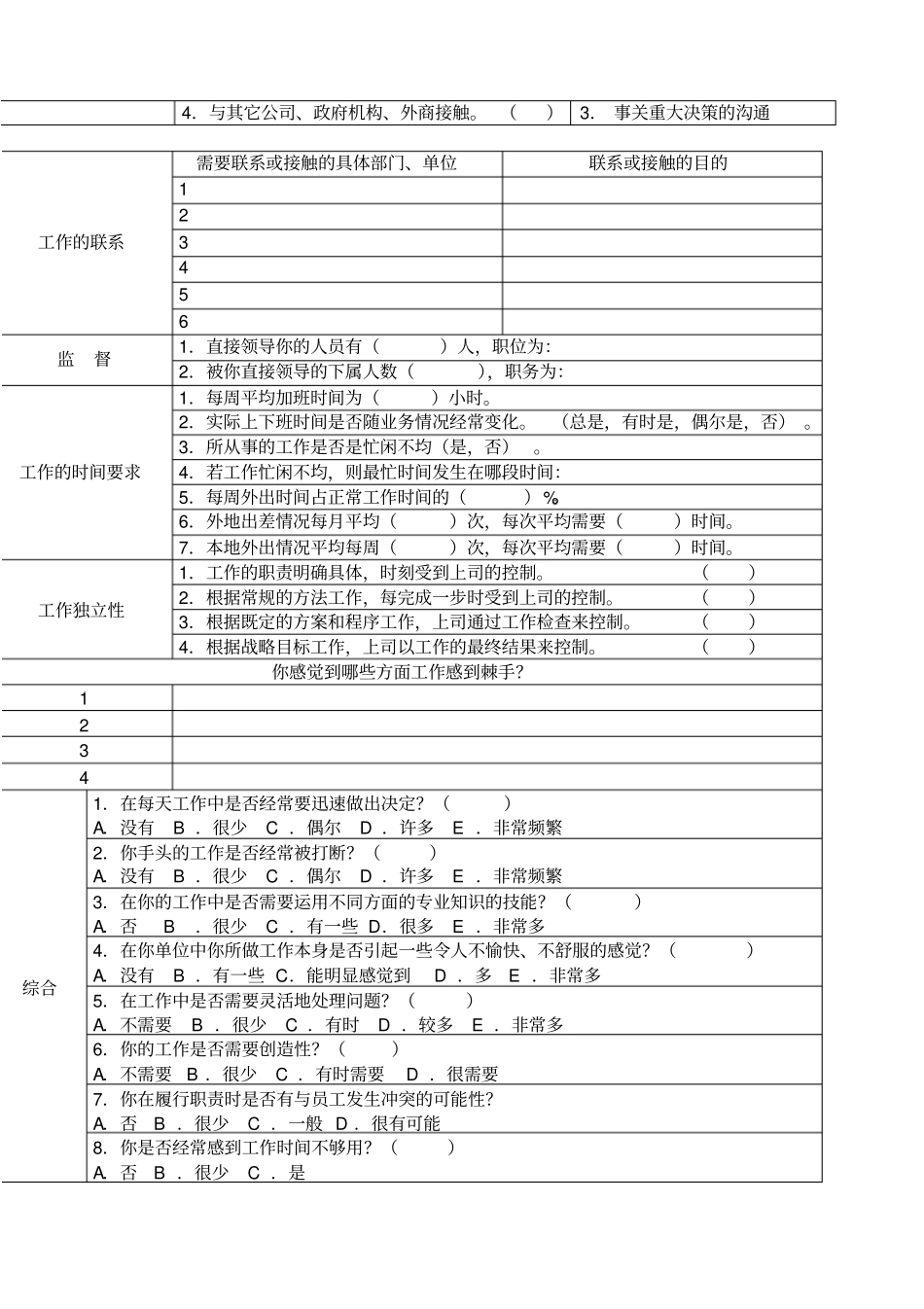 某某公司岗位分析调查问卷_第3页
