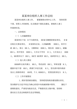某某单位组织人事工作总结