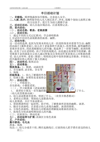 大班半日活动计划