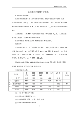 某污水处理厂课程设计计算表
