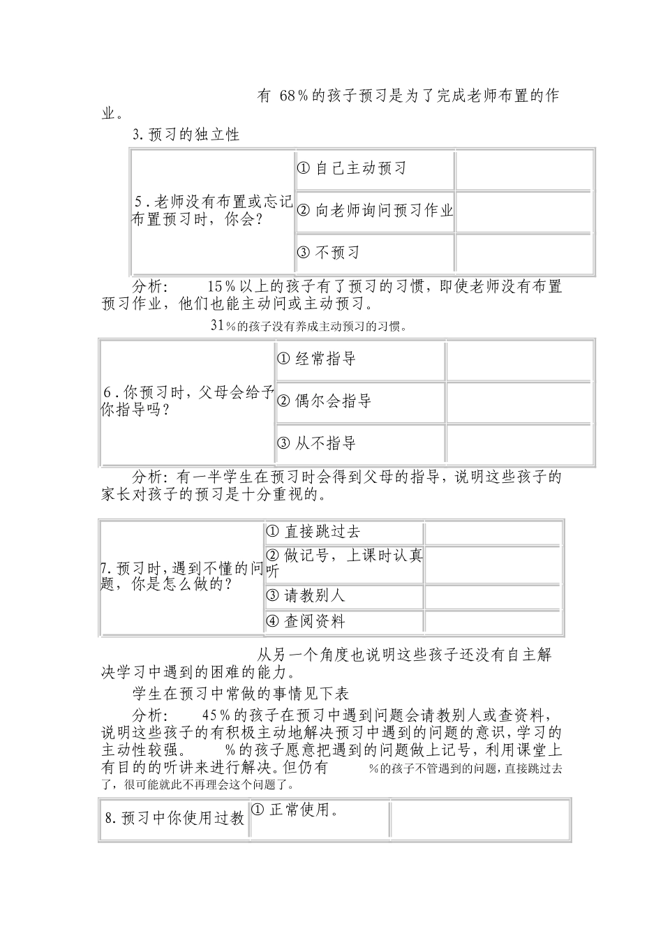 小学语文课前预习情况调查报告_第3页