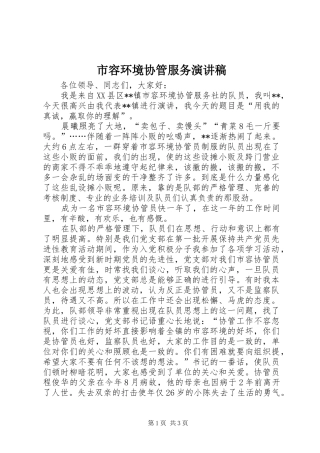 市容环境协管服务演讲稿范文
