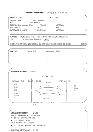 某软件公司技术总监职位说明书