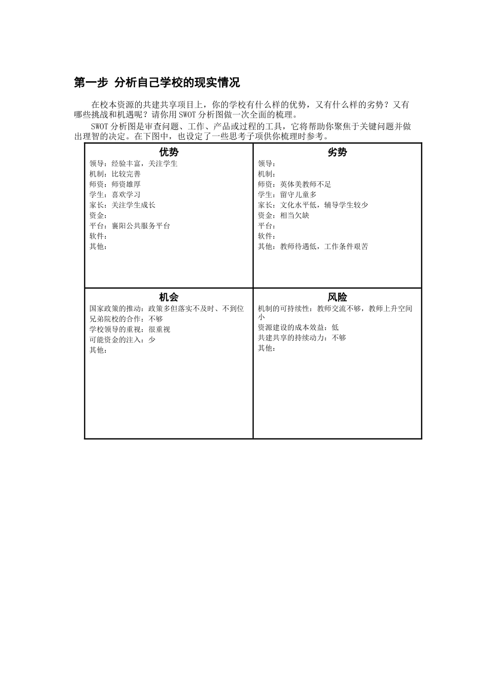 分析自己学校的现实情况_第1页
