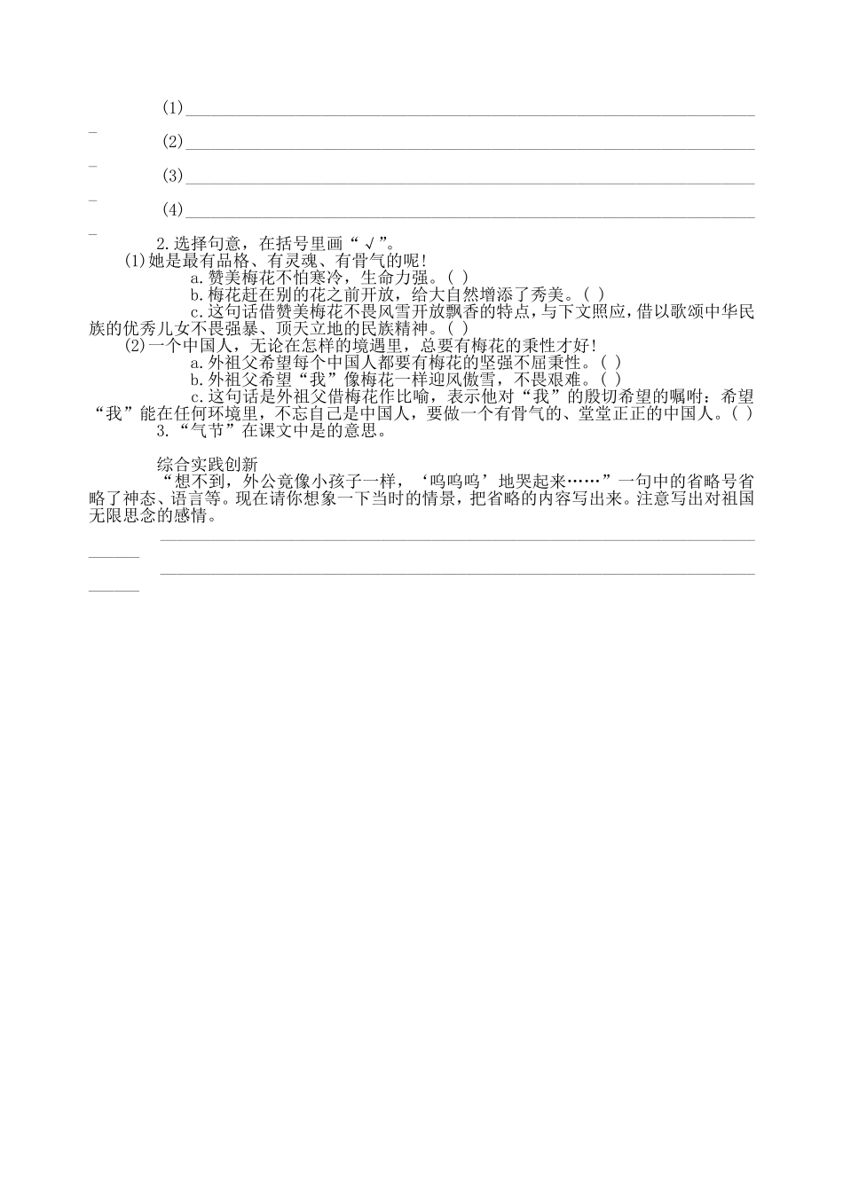 《梅花魂》练习题_第2页