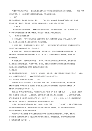 某集团公司岗位薪资设计方案