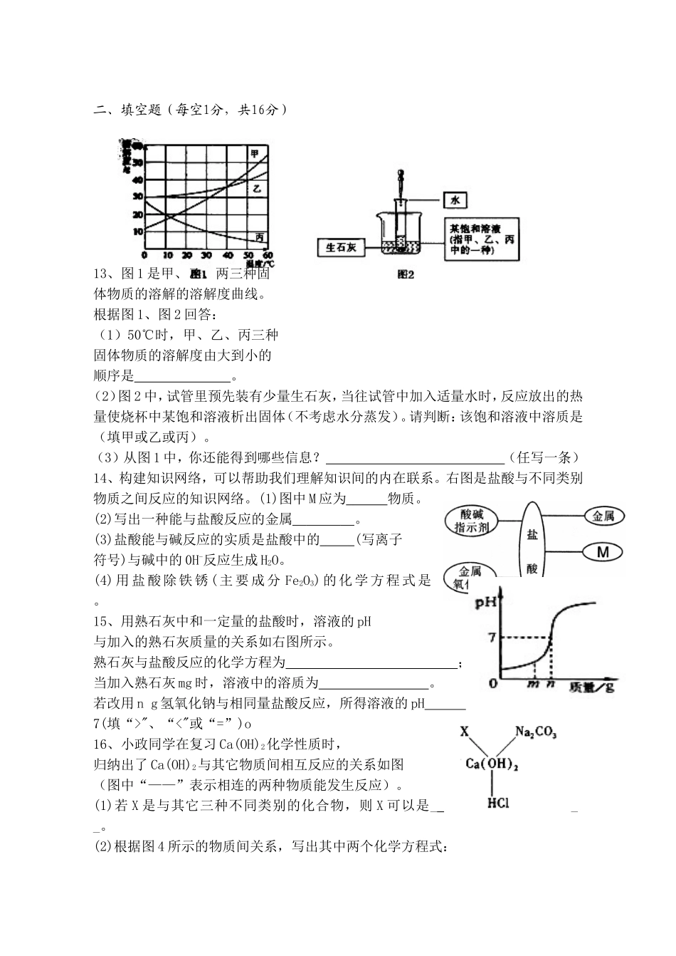 九年级化学溶液_酸碱盐综合测试题2_第3页