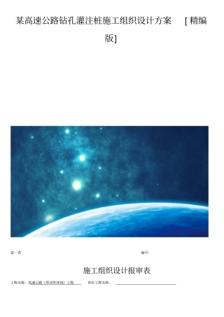 某高速公路钻孔灌注桩施工组织设计方案精编版