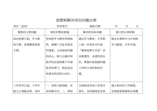 查摆和解决突出问题台账