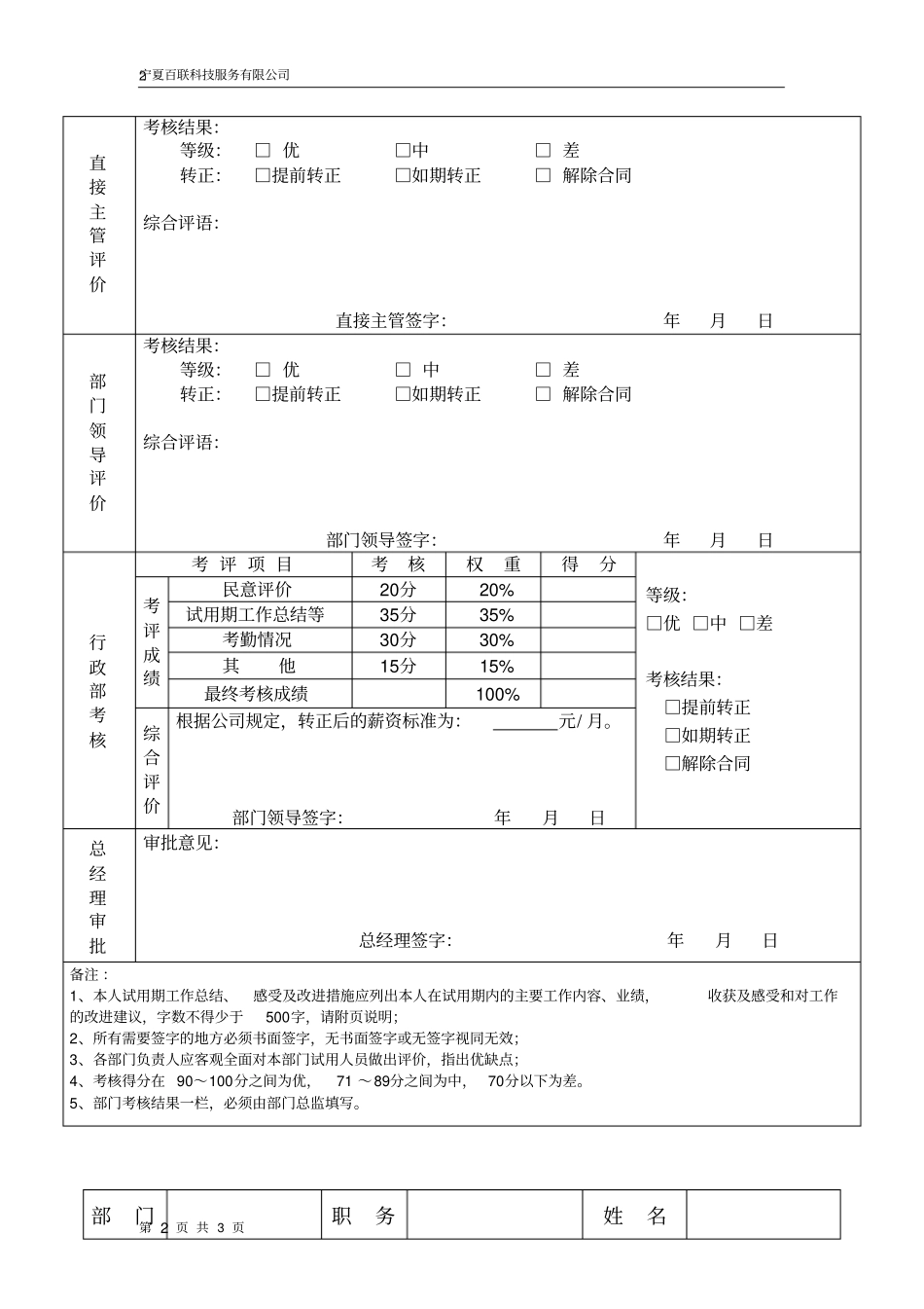 标准试用期员工转正申请表模板_第2页