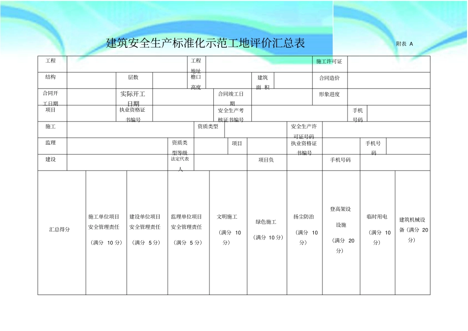 标化建筑安全生产标准化示范工地评价汇总表_第3页