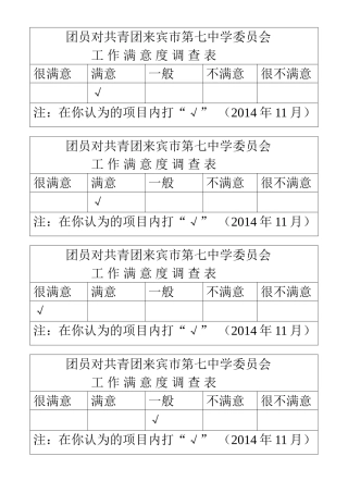 团员对团工作满意度调查表