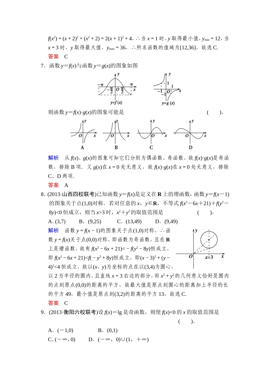 《创新设计高考总复习》2014届高考数学（人教B版全国专用）一轮复习：易失分点清零(二)函数的概念、图象和性质_第3页