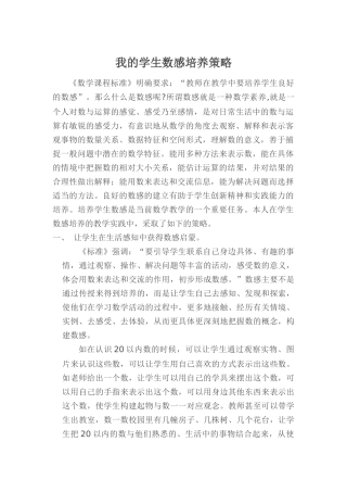 我的学生数感培养策略