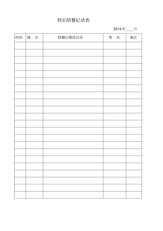 校长陪餐记录表