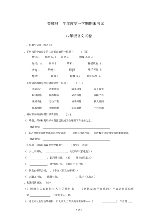 栾城2008—2009学年第一学期期末考试