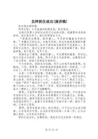 怎样抓住成功(演讲范文)