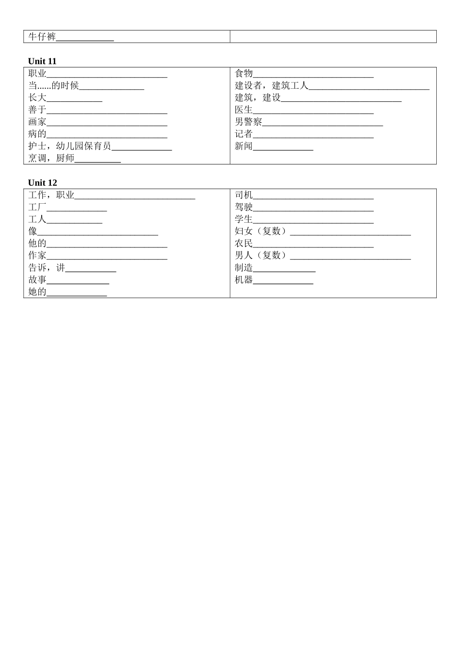 四年级英语上册单词和短语默写版广州_第3页