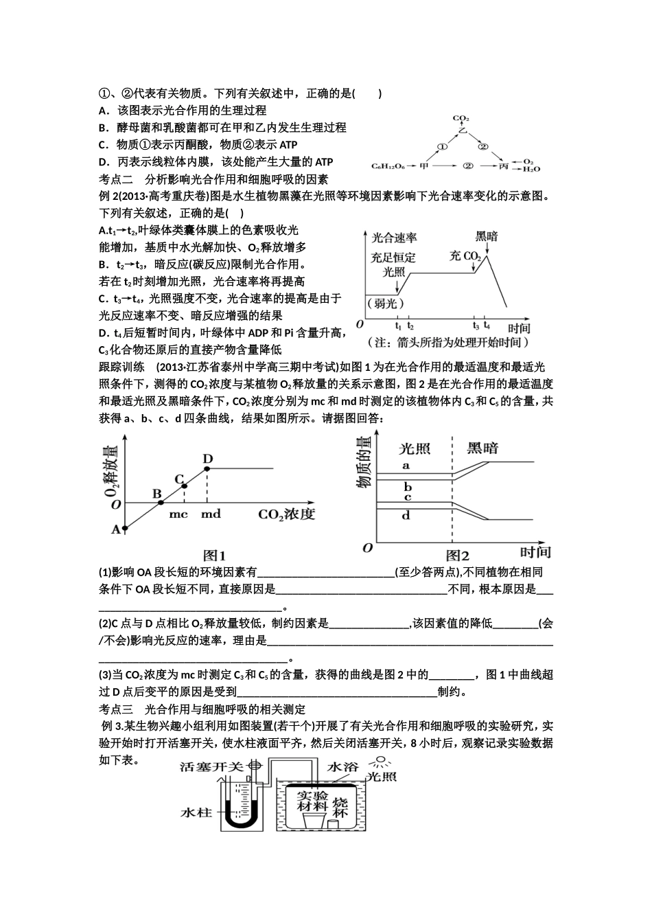 细胞呼吸和光合作用小专题_第2页