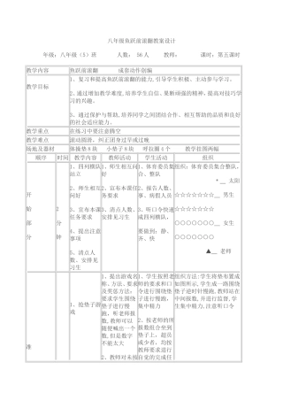 八年级鱼跃前滚翻教案设计