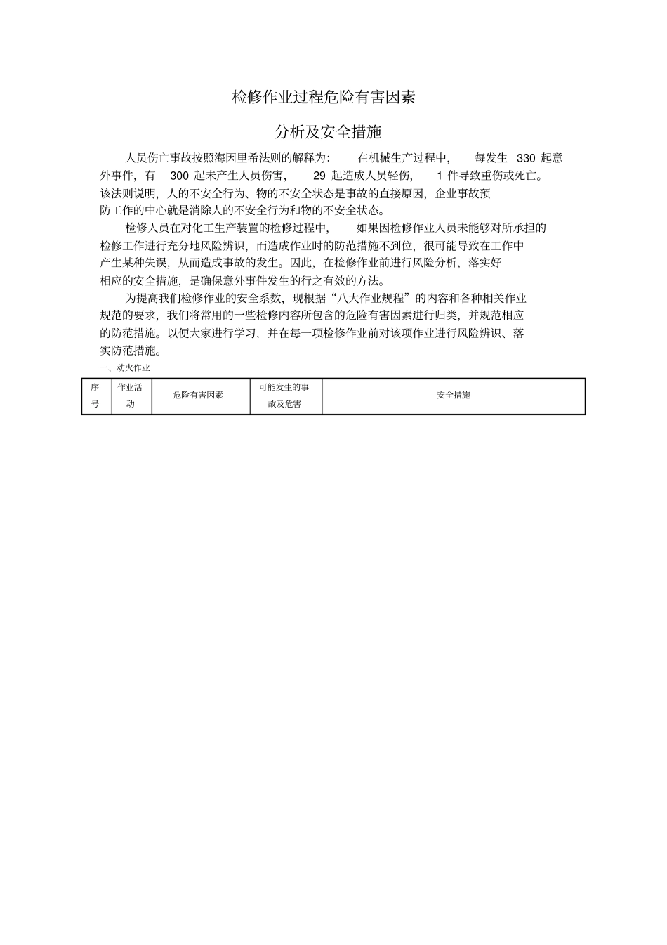 检修作业过程危险有害因素分析及措施_第1页