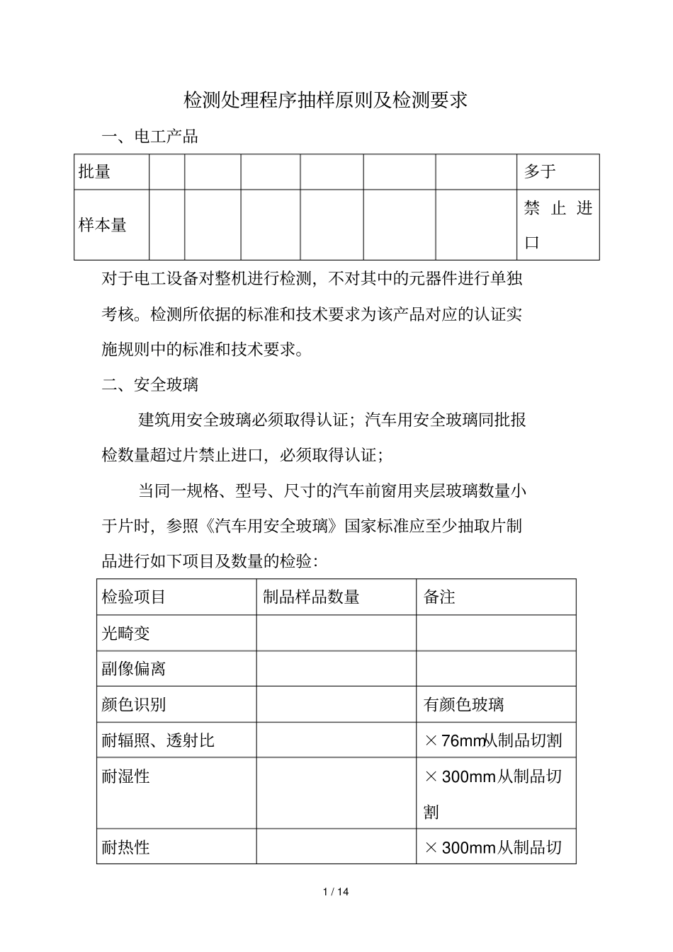 检测处理程序抽样原则及检测要求_第1页