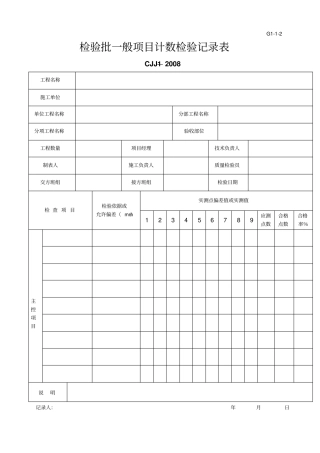 检验批一般项目计数检验记录表