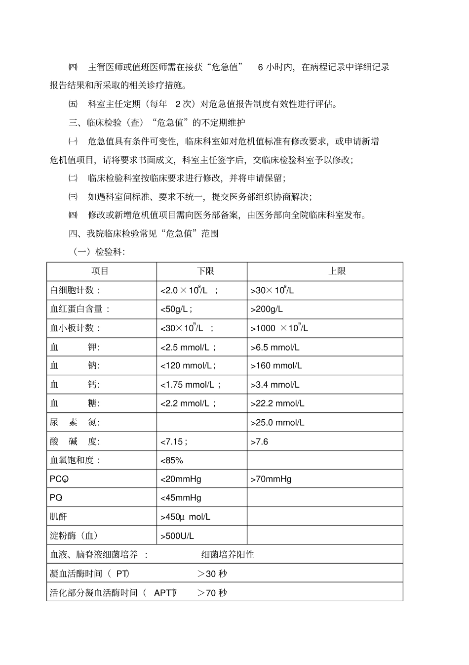 检验科危急值报告制度及数值范围_第2页