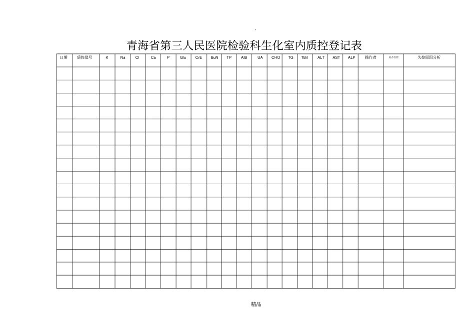 检验科生化室内质控登记表_第1页