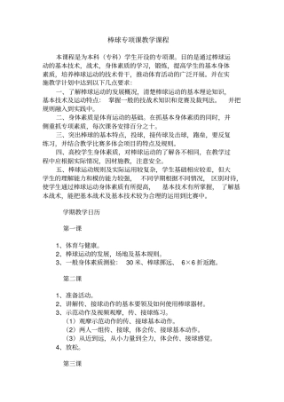 棒球专项课教学课程