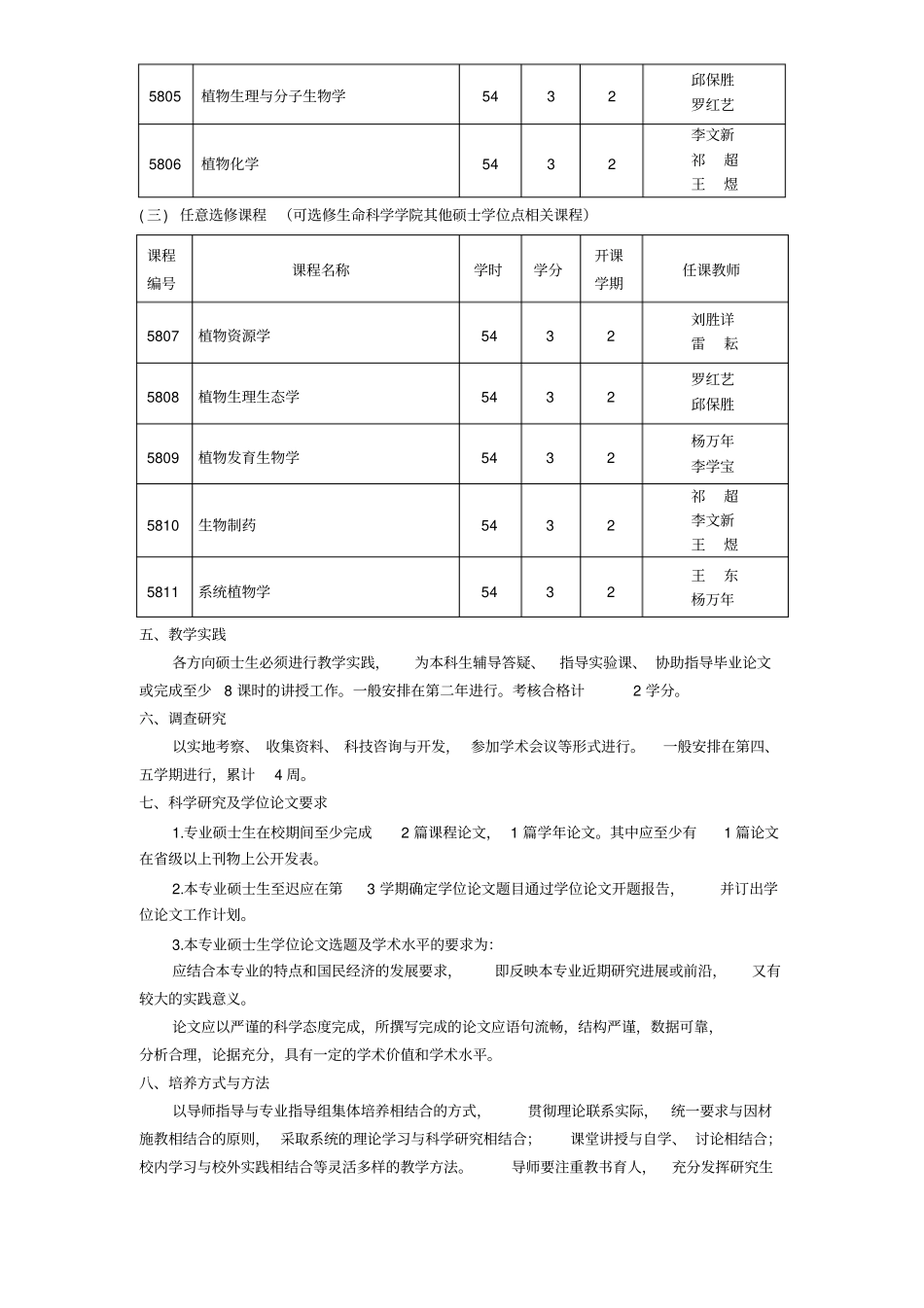 植物学专业58硕士研究生培养方案_第2页