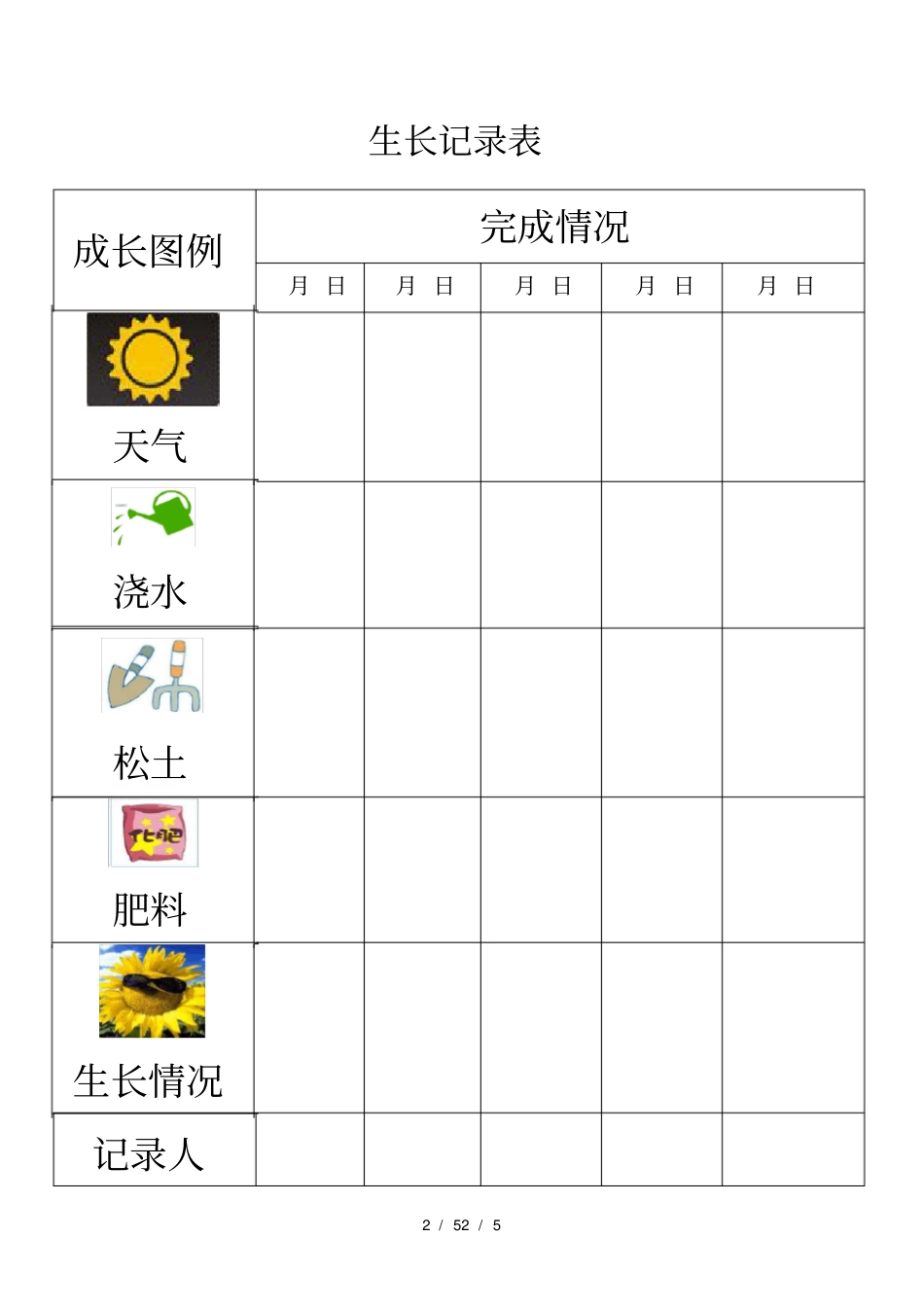 植物生长观察记录表_第2页