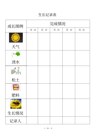 植物生长观察记录表